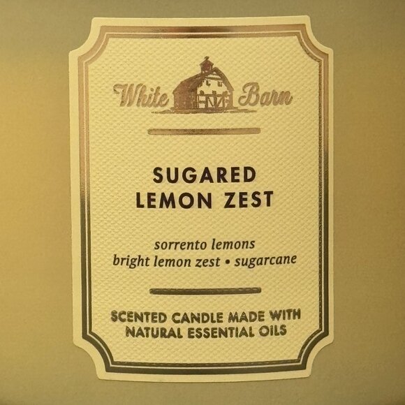 BBW Sugared Lemon Zest White Barn Bath & Body Works 3 Wick Candle - Picture 3 of 10